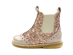 Angulus almond maple glitter ankle boots with perforated pattern